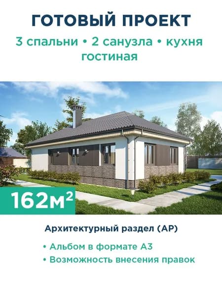 Яркий одноэтажный дом с комбинированной отделкой 008-162-1 АР