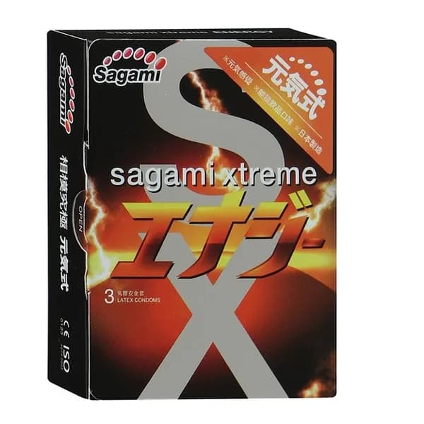 SAGAMI Xtreme Energy, Презервативы Xtreme Energy латексные с ароматом энергетического напитка 3шт
