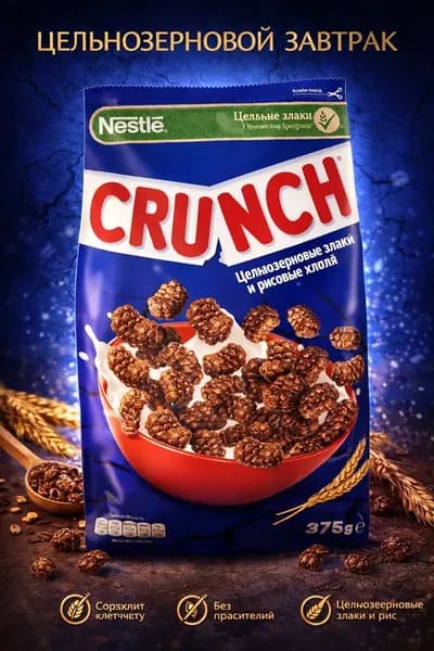 Nestle хрустящие цельнозерновые и рисовые хлопья, 375 г
