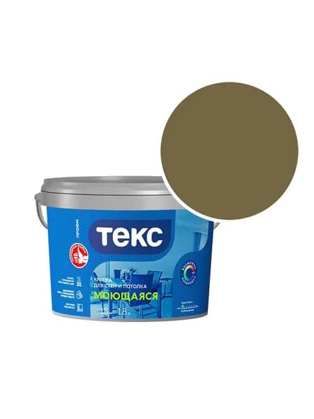 Краска моющаяся Текс Профи RAL 7008 (Серое хаки - Khaki grey) 1,8 л