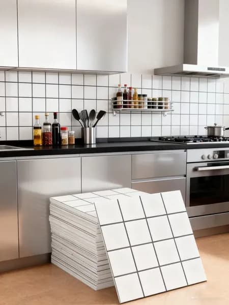 Эксклюзивные моющиеся обои для кухни 30x30 см с фольгой, 10 самоклеющихся панелей