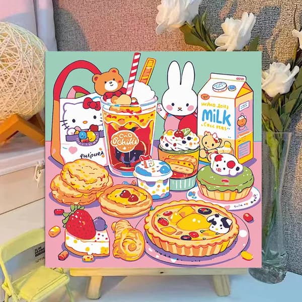 Картина по номерам, 20x20 CM, Кошки и собаки,Мультфильмы, подарки для детей, декомпрессия
