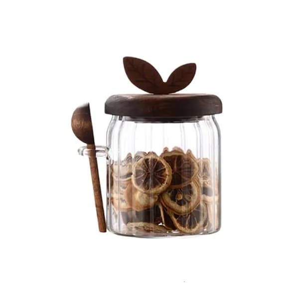 Многофункциональная стеклянная банка с ложкой, - 500ml
