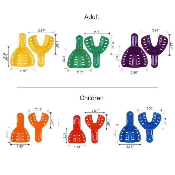 Small red children's trumpets Одноразовые цветные пластиковые оттискные ложки для зубов, универсальные для взрослых и детей