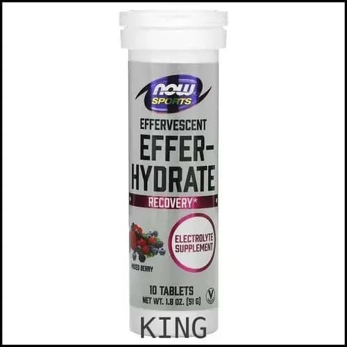 NOW Foods, Sports, Effer-Hydrate, восстановление, ассорти ягод, 10 таблеток, 51 г (1,8 унции) KING