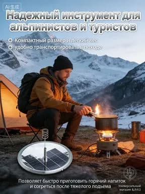 Солнечное блок розжига, кремень походный, безопасное портативное зажигание. Подходит для кемпинга.Солнечный воспламенитель