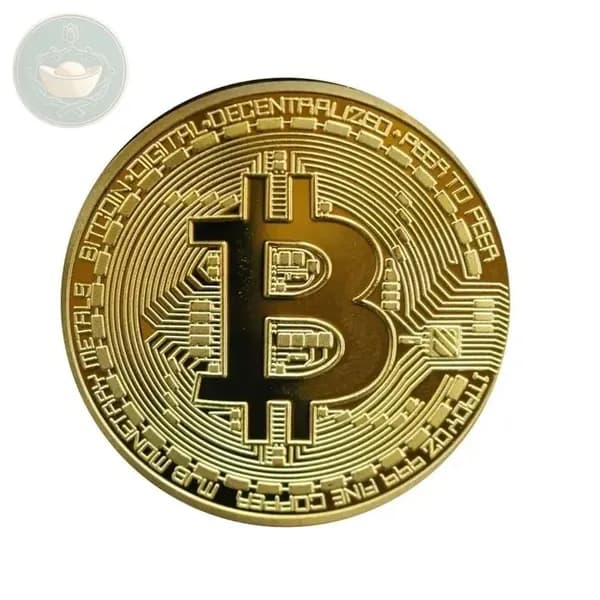 Сувенирная монета Биткоин (Bitcoin),золотой. 3мм. Премиум.