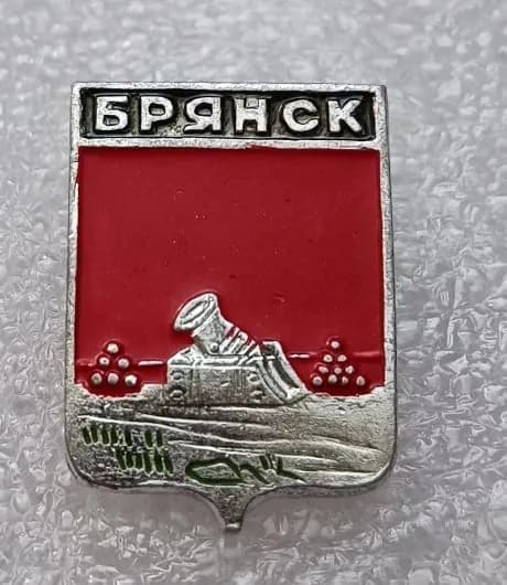 Значок коллекционный нагрудный Брянск, герб, булавка, алюминий, 1970-е гг, СССР.