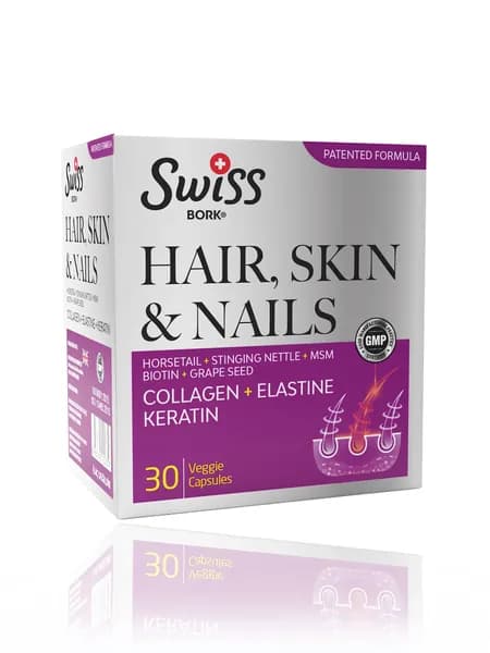 Комлекс для Кожи, Волос, Ногтей с Коллагеном, Swiss Bork Hair, Skin & Nails, 30 Капсул