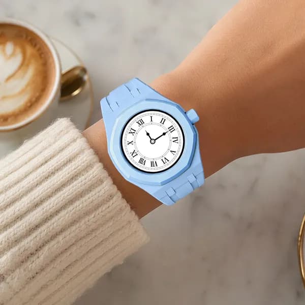 Браслет для часов Swatch x Royal Pop из биокерамики и силикона, небесно-голубой, крепление в 3 часа