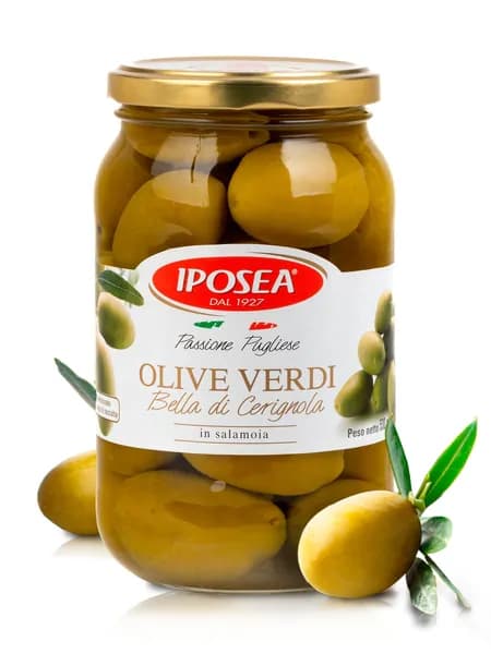 Оливки IPOSEA Белла Чериньола, с косточкой, 530 г