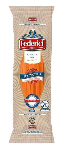 Макаронные изделия Federici Спагетти No 3 безглютеновые из красной чечевицы 250 г
