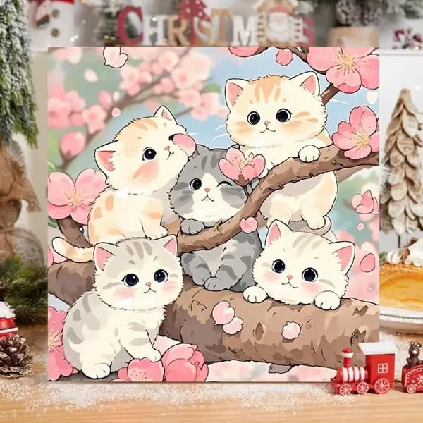 Кошка раскраска по номерам,20*20 см,Ясное небо