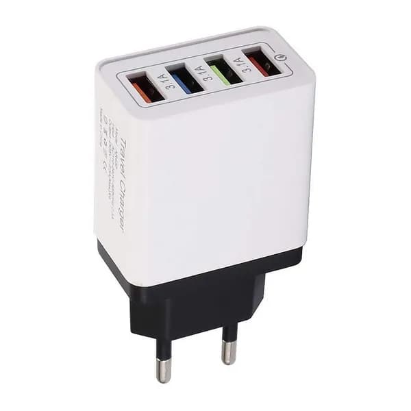 Компактное USB зарядное устройство 4 порта 3A, быстрая зарядка