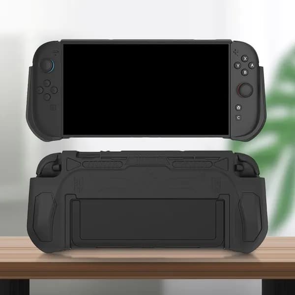 Чехол для Nintendo Switch 2 из ТПУ чёрного цвета с подставкой и эргономичными ручками
