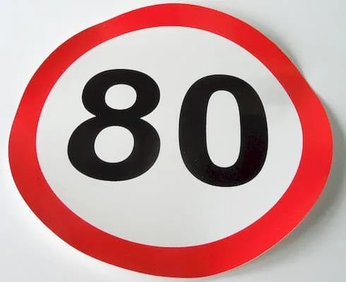 Наклейка знак Ограничение скорости 80км наружная 21см