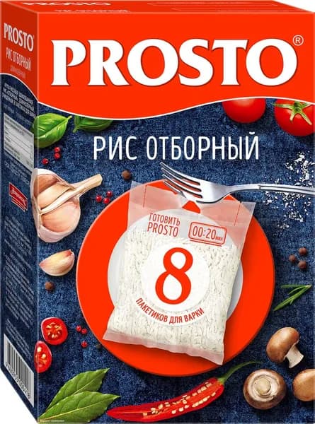 Рис PROSTO Отборный 1-й сорт, в пакетиках, 8х62,5г