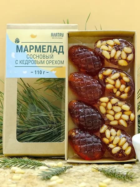 Мармелад натуральный Алатау, кедровый с орехами, 110 гр., полезные сладости