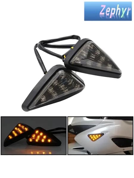 Две врезные треугольные светодиодные поворотники, 12V, для мотоциклов Suzuki/Honda/Yamaha