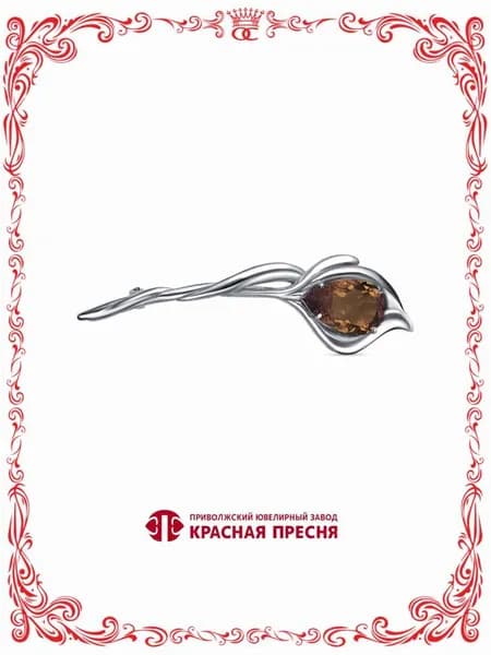 Серебряная брошь Цветок с искусственным султанитом Б13815466-22
