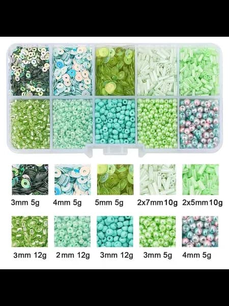 Бусины Light Green 18 видов для рукоделия