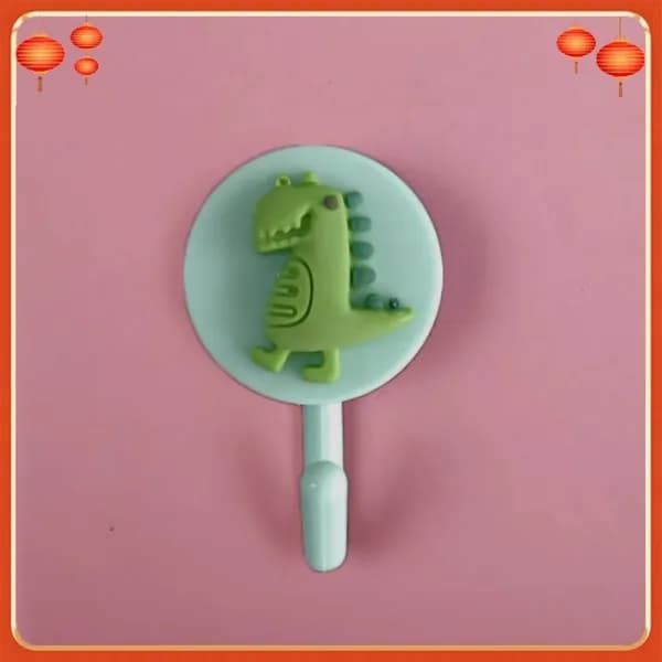 Клейкие крючки Мультяшный крючок-динозавр на синем фоне