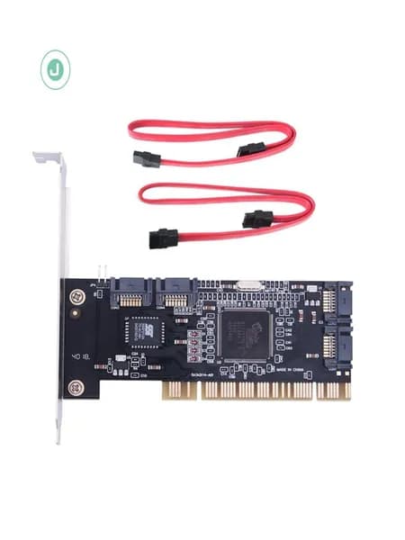 (W M G S) 4-портовая внутренняя карта расширения PCI SATA Controller с двумя кабелями Sata, совместим настольных ПК, поддержка жесткого диска