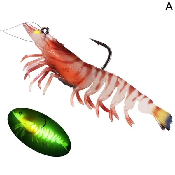 Светящаяся креветка, светящаяся фальшивая приманка, черная рыба с изогнутым ртом и приманкой на крючке
