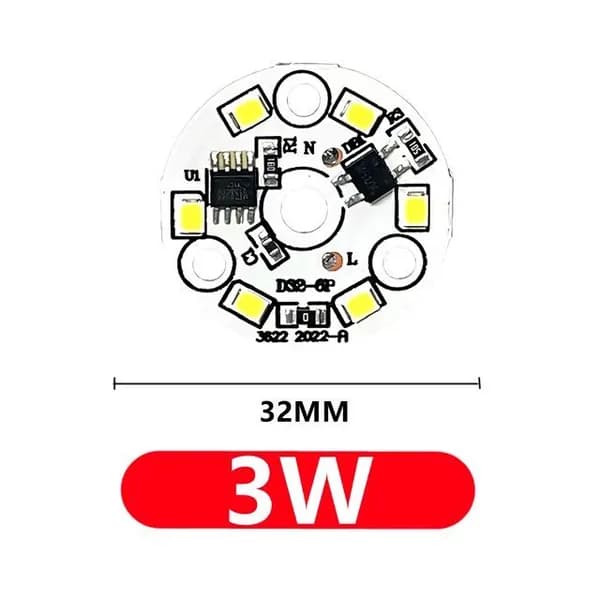 Алюминиевая круглая светодиодная плата (модуль) 3W 220V 32мм led smd 2835, белый теплый свет