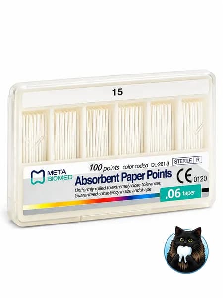 Штифты Бумажные конус 06 №15 Meta Biomed, 100 шт. абсорбирующие Absorbent Paper Points