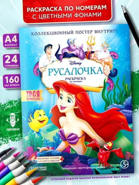 Раскраска для девочек Русалочка Ариэль