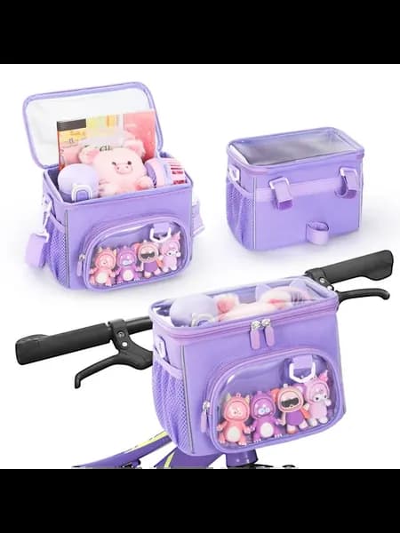 Детская корзина для велосипеда с ремнем, Front Bag (Пурпур)