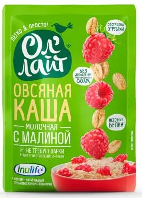 Молочная овсяная каша Ол'Лайт с малиной