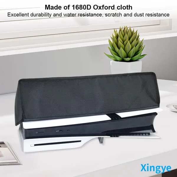 Чехол для игровой консоли Sony PS5 Pro 2024 с приводом, из ткани Oxford 1680D, чёрный с чёрной окантовкой