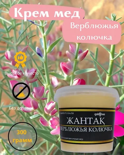 Крем мед верблюжья колючка натуральный 300гр. Производство 2026 года