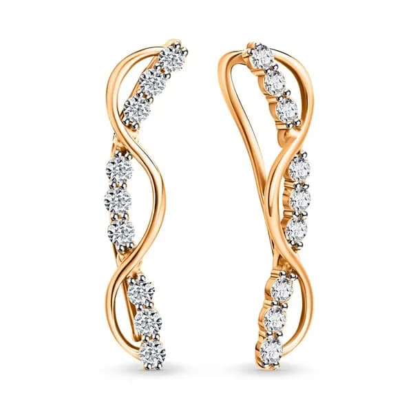 Серьги женские с фианитами из красного золота 375 пробы 585GOLD