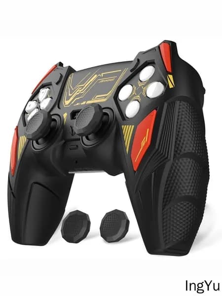 Чехол для PS5 Mecha Rhino, силиконовый антискользящий защитный кожух с накладками, Black & Caution Red