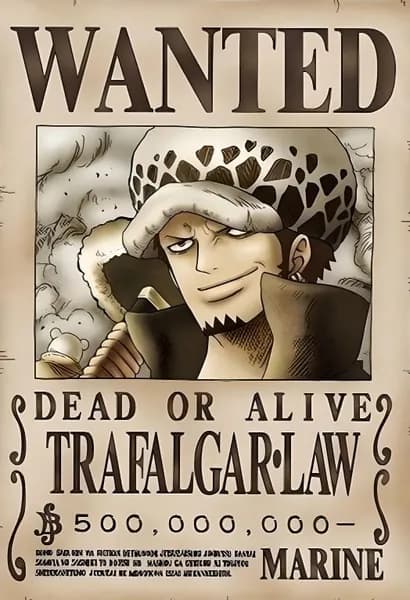 Плакат Постер One Piece Ван Пис Розыскные Листовки Wanted Trafalgar Law
