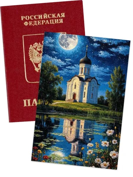 Чехол на паспорт церковь