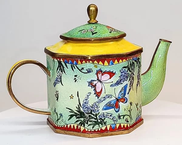 Коллекционный чайник "Бабочки" AAA, 9*12 см, медь, ручная роспись, Goebel