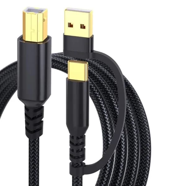 Кабель USB USB-B и USB-C USB-B для принтеров, Черный - 3m