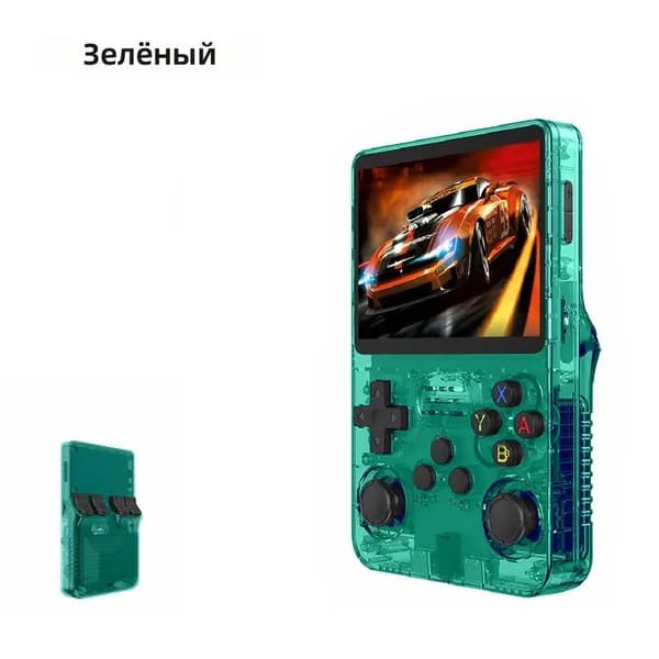 Портативная игровая консоль R36S с Android, 64 ГБ, прозрачный зеленый корпус