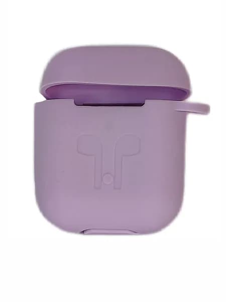 Чехол для Airpods 1/2 Silicone case, с карабином, светло-фиолетовый
