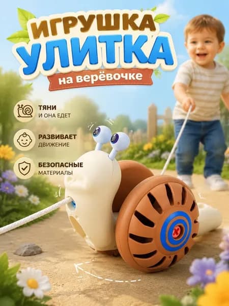 Интерактивная музыкальная игрушка для малышей cимпатичная улитка,со световыми и звуковыми эффектами,Детская игрушка на веревочке с ручным приводом,электрическая ползающая улитка