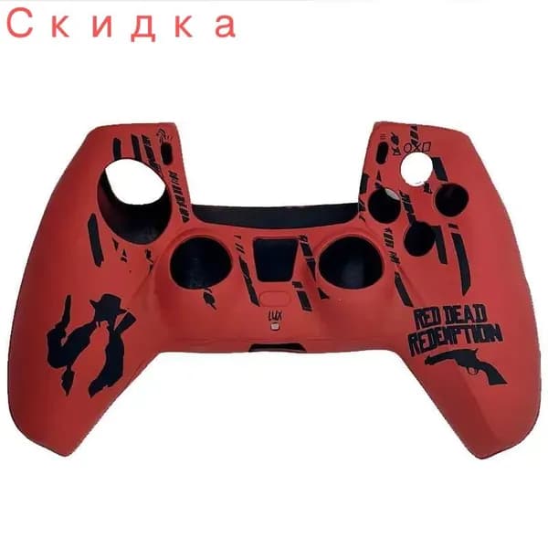Силиконовый чехол для геймпада DualSense (PS5) (Red Dead Redemption) (красный)