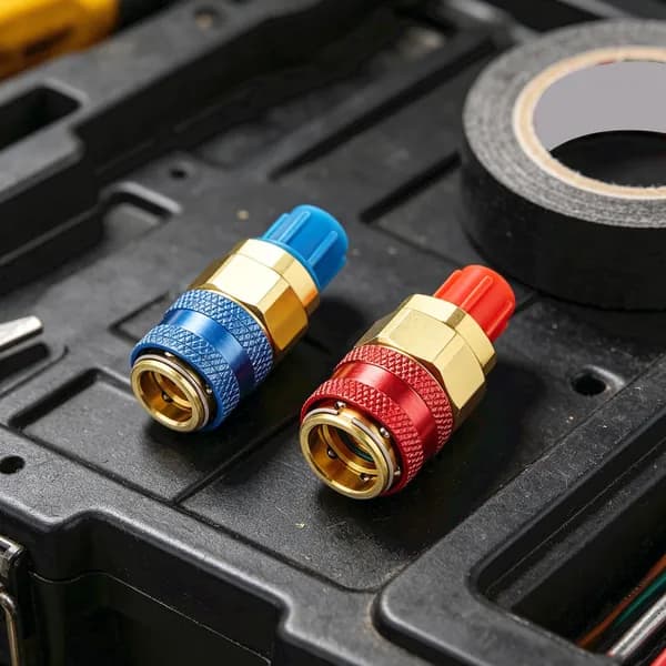 Быстроразъёмное соединение QC-12 для хладагента R134a, латунное, резьба 1/4 дюйма (10 мм), низкого и высокого давления