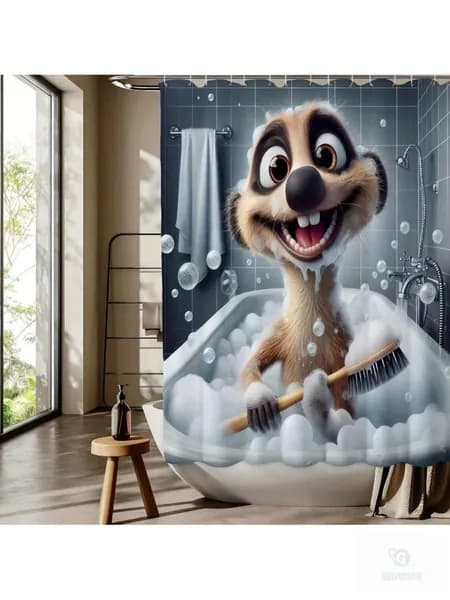 Штора для ванной 180x150 см тканевая 3d-эффект бежевый