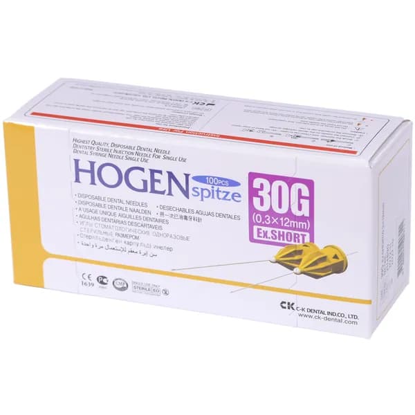 Иглы инъекционные карпульные стоматологические Hogen Spitze 30G 0.3x12мм 100шт C-K Dental
