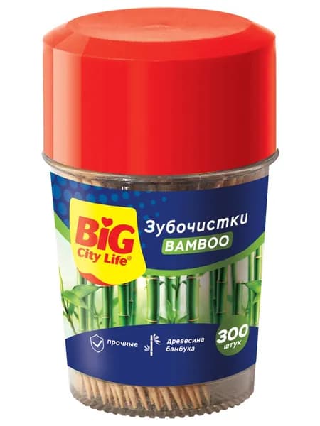 Big City Life Зубочистки бамбуковые деревянные тонкие, в банке 300шт