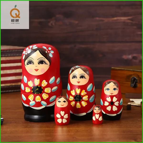 Русские Матрёшки Деревянные Стеклянные Разноцветные Для Учебы И Декора 5 Штук